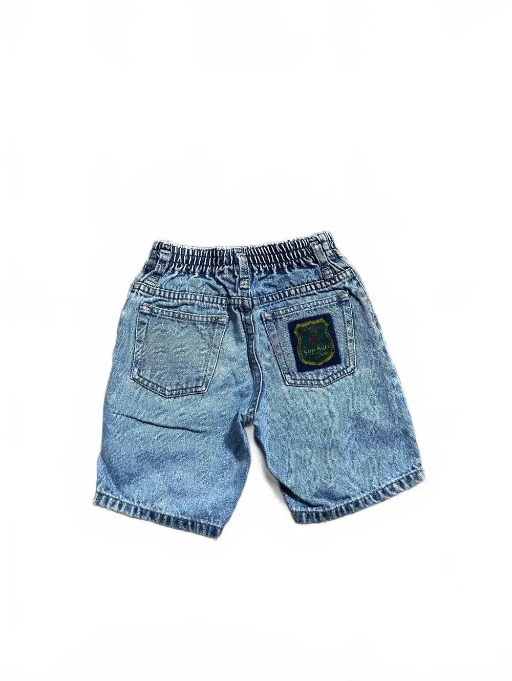 Vintage 90s Gap Kids Cotton Denim Baseball Embroidered Shorts Size 5